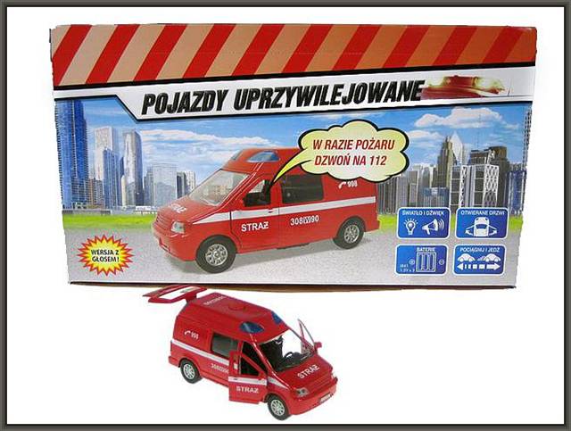 HIPO-AUTO VAN STRAŻ POŻARNA Z GŁOSEM 14CM HKG077 LUZ
