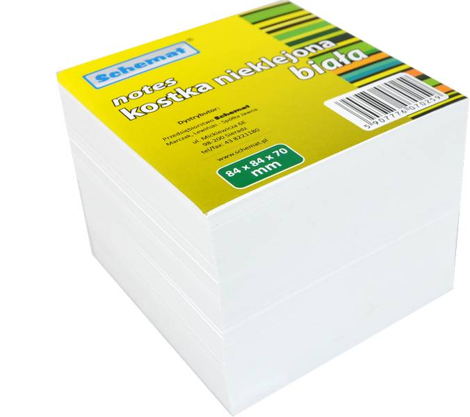 KOSTKA PAPIEROWA BIAŁA NIEKLEJONA 84*84*70MM SCHEMAT /60/