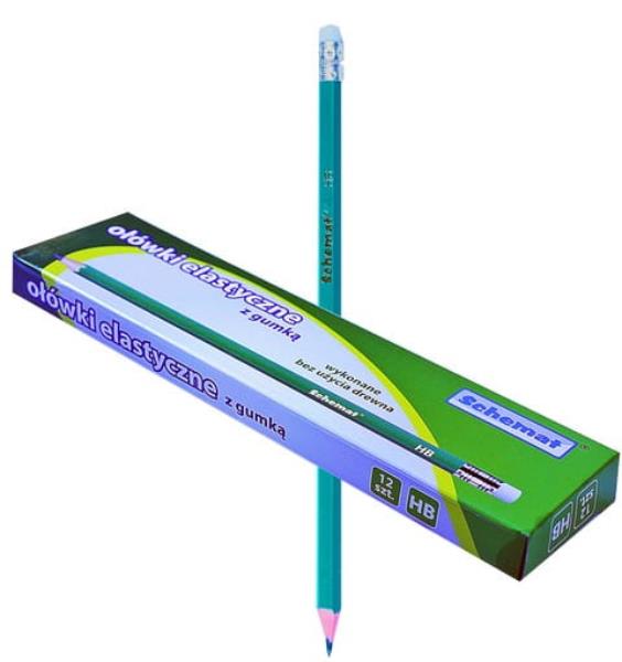 ołówki hb elastyczne z gumką op.12szt