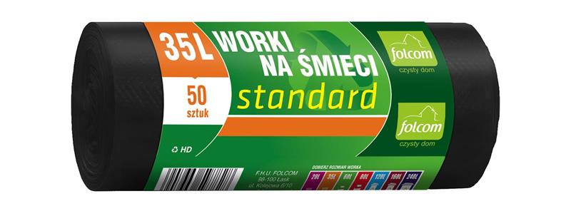 folcom worki na śmieci 35l/50 ld czarne economic