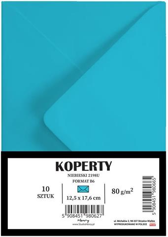 HENRY KOPERTY B6 12,5*17,6CM NIEBIESKIE 80G/M2 OP.10SZT 2198U