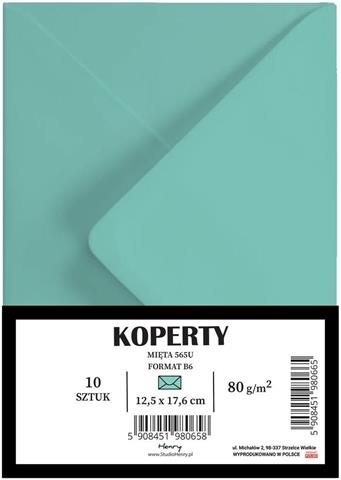 HENRY KOPERTY B6 12,5/17,5CM MIĘTOWE 80G/M2 OP.10SZT 565U