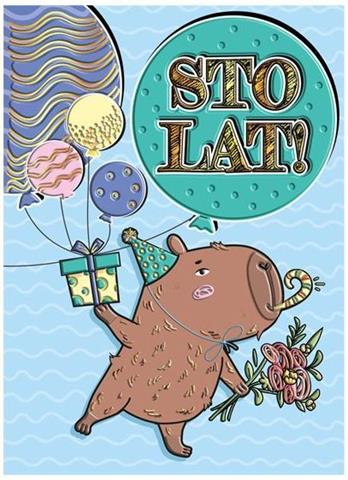 HENRY KARTKA OZDOBNA URODZINY A5 KAPIBARAAKROBATKA