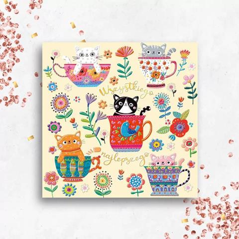 HENRY KARTKA OZDOBNA KW KOTKI W KWIATACH