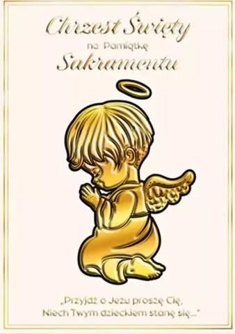HENRY KARTKA OZDOBNA A5 CHRZEST ZŁOTY   ANIOŁ