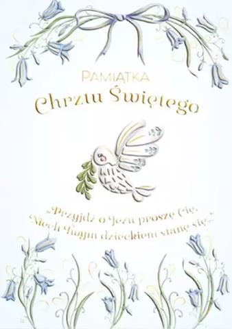 HENRY KARTKA OZDOBNA A5 CHRZEST GOŁEBIE W KWIATACH NIEBIESKIE