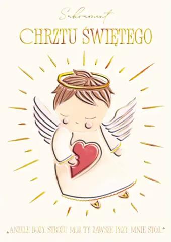 HENRY KARTKA OZDOBNA A5 CHRZEST ANIOŁ Z SERDUSZKIEM
