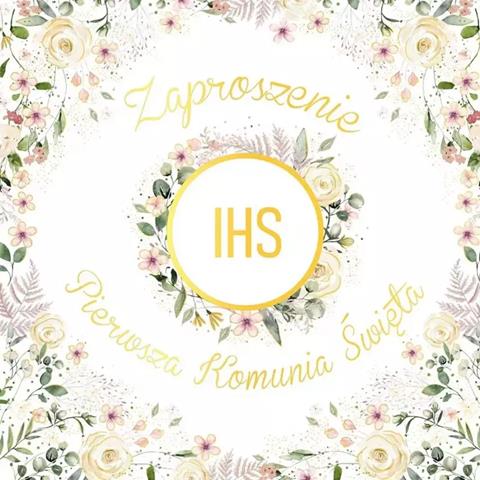 HENRY Zaproszenie KW Komunia KIELICH W KWIATACH kpl. 5 sztuk