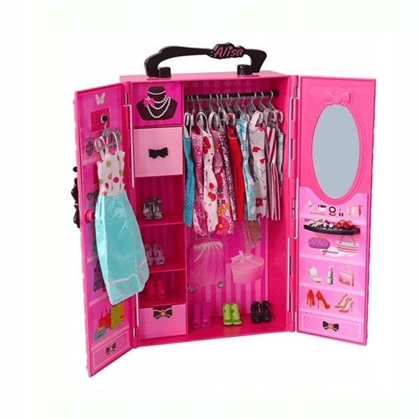 askato garderoba dla lalek z wyposażeniem różowa szafa 113067