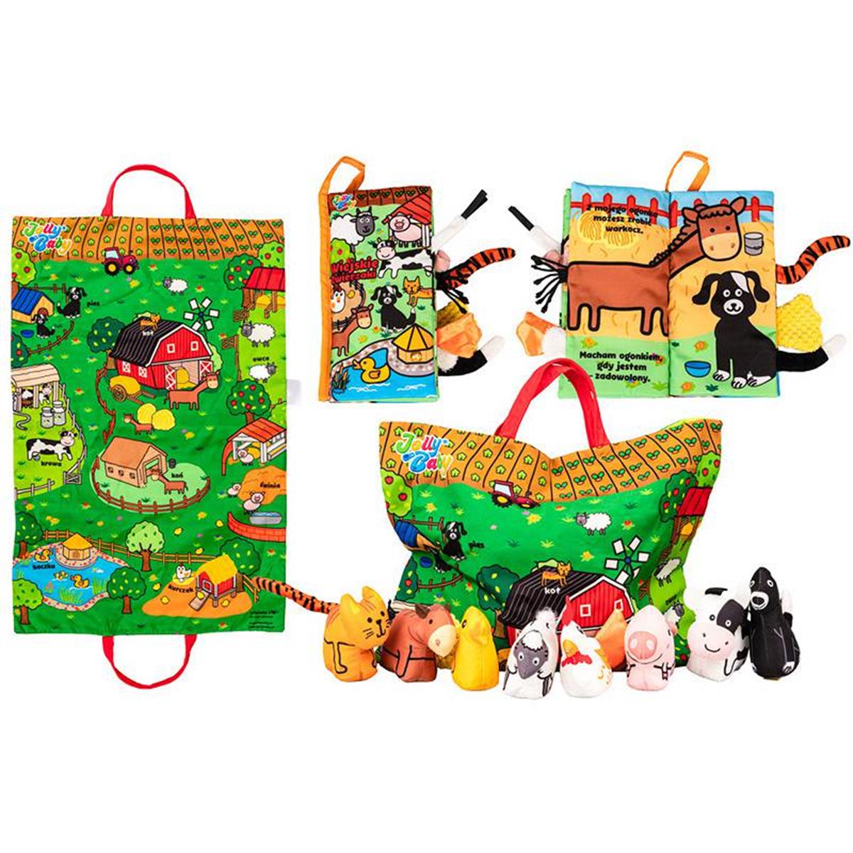 jolly baby wiejskie zwierzaki 0m+ materiałowa książeczka + mata 80466 dumel