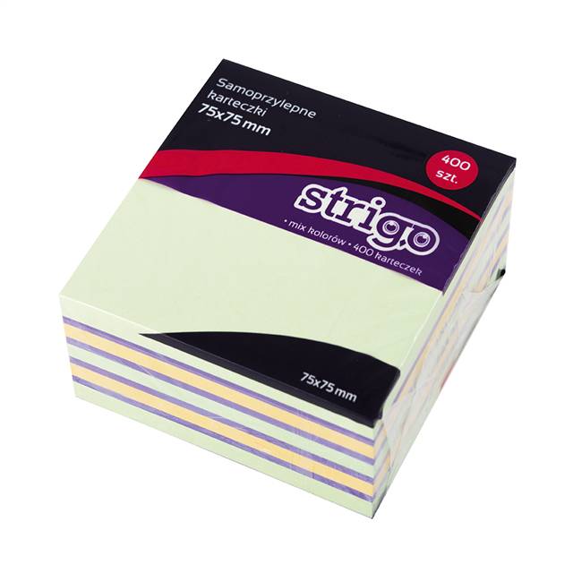 strigo notes samoprzylepne 75x75mm400   kartek pastelowe ssn002 wpc /12/