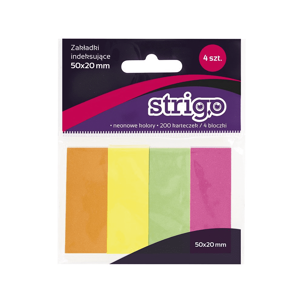 strigo-notes samoprzylepny 50x20mm     200 kartek mix kolorów neonowych wpc /12/