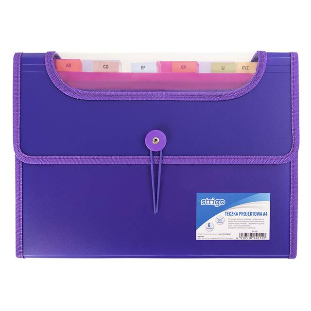 STRIGO TECZKA A4 PROJEKTOWA 6 KIESZENI  FIOLETOWA VFILE SF031 WPC