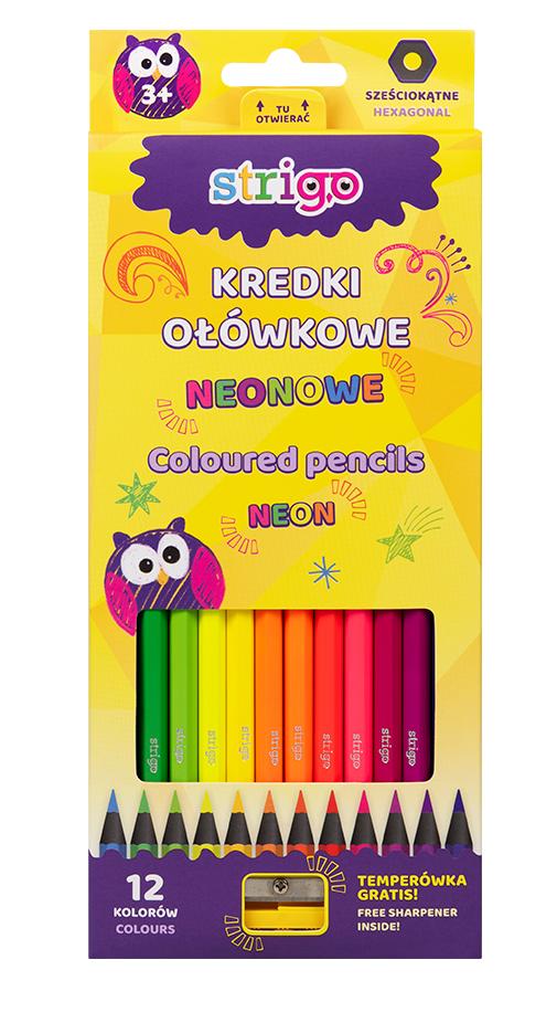 strigo kredki ołówkowe 12 kolorów neonowe ssc117 wpc /12/