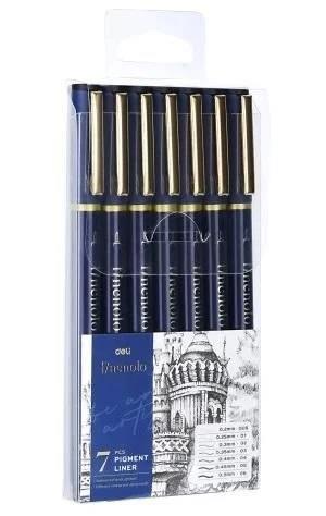 DELI-CIENKOPISY KREŚLARSKIE 7 SZTUK. FINENOLO 0.2MM,0.25MM,0.3MM,0.35MM,0.4MM,0.45MM,0.5MM EQ909