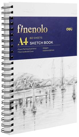 DELI-SZKICOWNIK NA SPIRALI PIONOWEJ A4  FINENOLO 160G/M2 60 KARTEK BIAŁY C275