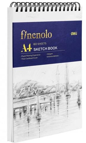 DELI-SZKICOWNIK NA SPIRALI POZIOMEJ A4  FINENOLO 160G/M2 60KARTEK BIAŁY C276