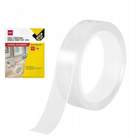 DELI-TAŚMA DWUSTRONNA 1MM X 24MM X 3M WIELOFUNKCYJNA TRANSPARENTNA