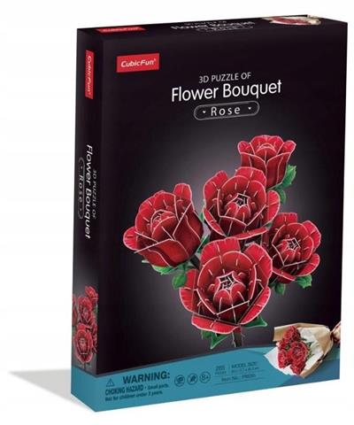 DANTE PUZZLE 3D 265 EL. DUŻY BUKIET KWIATÓW RÓŻE CUBIC FUN