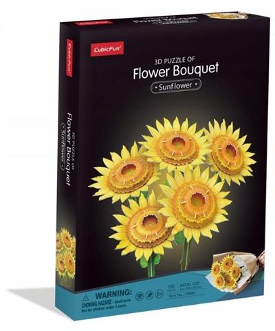 DANTE PUZZLE 3D 180 EL. DUŻY BUKIET KWIATÓW SŁONECZNIKI CUBIC FUN 8660