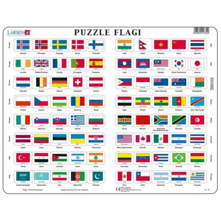 LARSEN UKŁADANKA PUZZLE FLAGI ŚWIAT KRAJE I STOLICE TACTIC