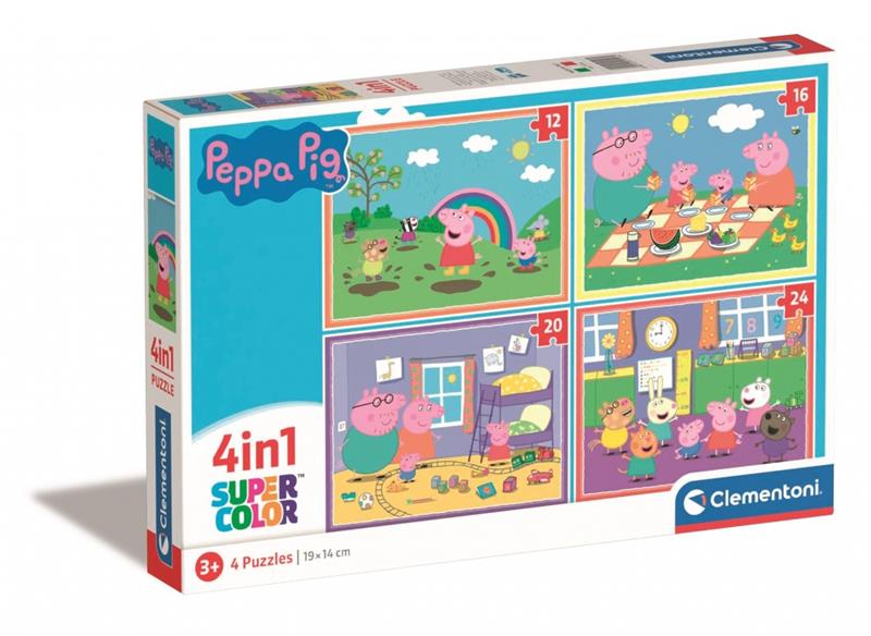 clementoni puzzle 4w1 świnka peppa 21516 19x14cm