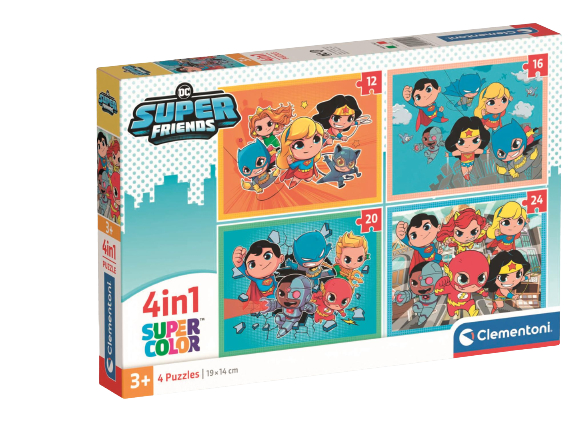 clementoni puzzle 4w1 superfriends 21520 19x14cm