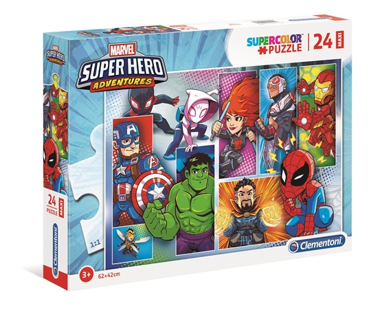 clementoni puzzle 24el maxi super hero adventures 62x42cm 24208