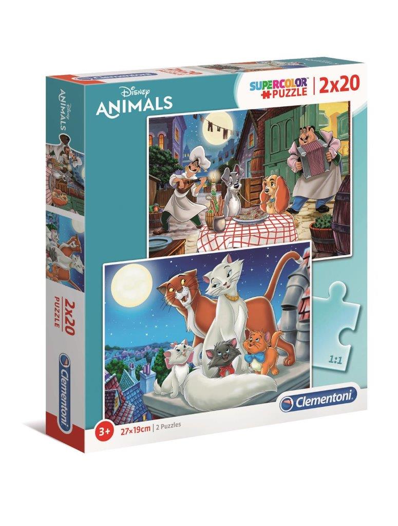 clementoni puzzle 2x20el animals 24764 27x18.5cm