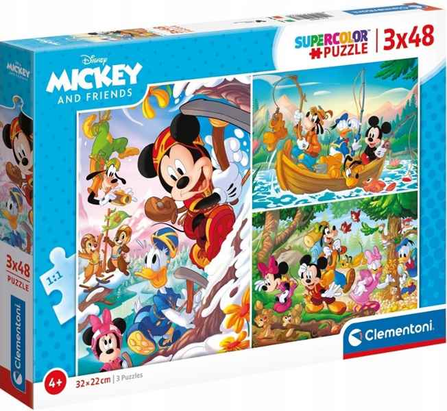 clementoni puzzle 3x48el mickey i przyjaciele 25266 32x22cm