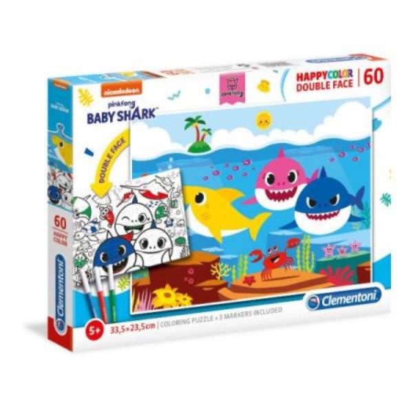 clementoni puzzle 60el double face baby shark 26093 33.5x23.5cm