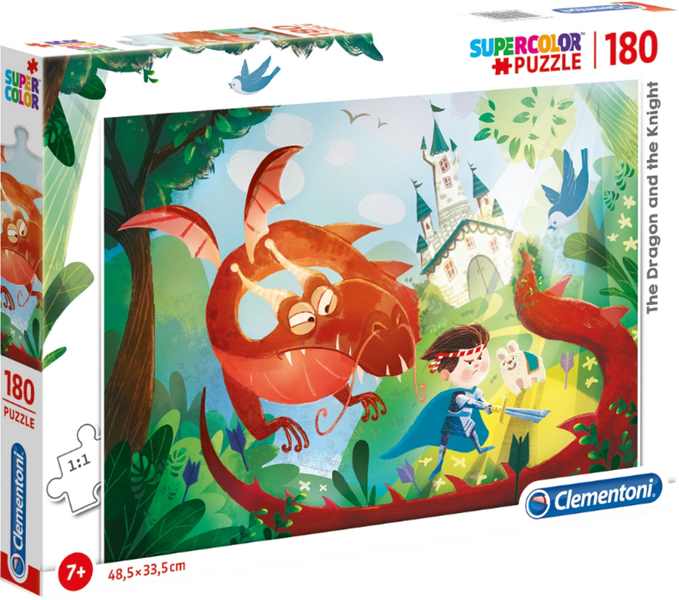 clementoni puzzle 180el super kolor dragon and the knight 29209 48,5x33,5cm