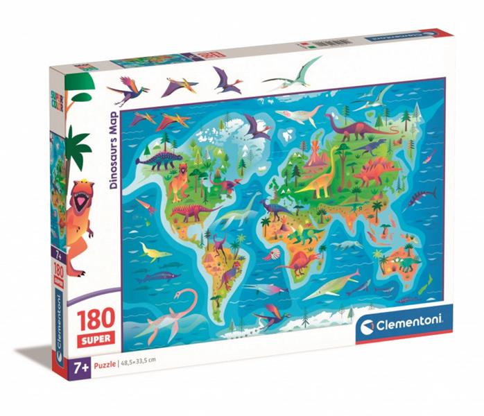 clementoni puzzle 180el mapa dinozaurów 29790 48,5x33,5cm