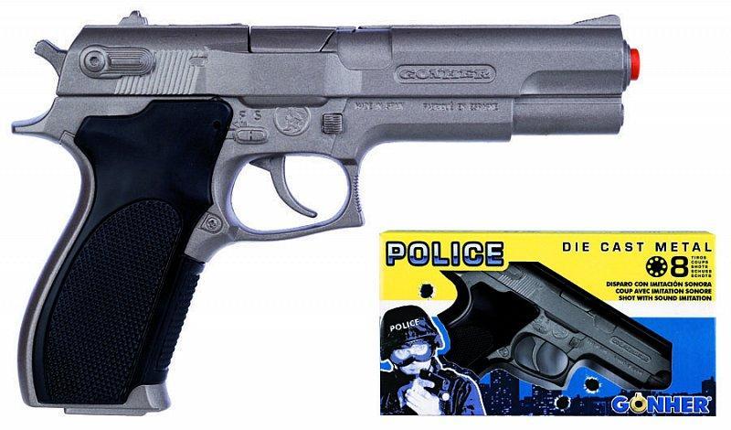 pistolet policyjny metalowy na spłonkę 8-strzałowy gonher 45/0 pulio