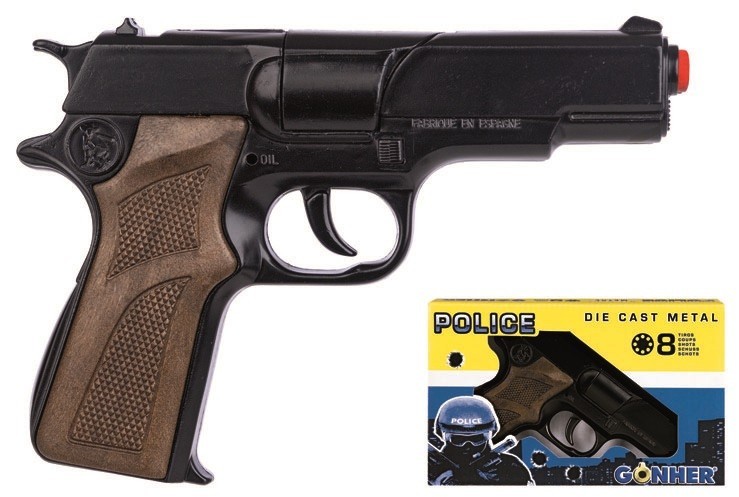 pistolet policyjny metalowy na spłonkę 8-strzałowy gonher 125/6 pulio