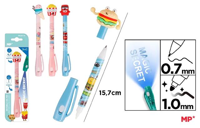 MP-DŁUGOPIS SZPIEGOWSSKI UV Z PODWÓJNĄ  KOŃCÓWKĄ 0.7/1.0MM JEDZONKO /12/