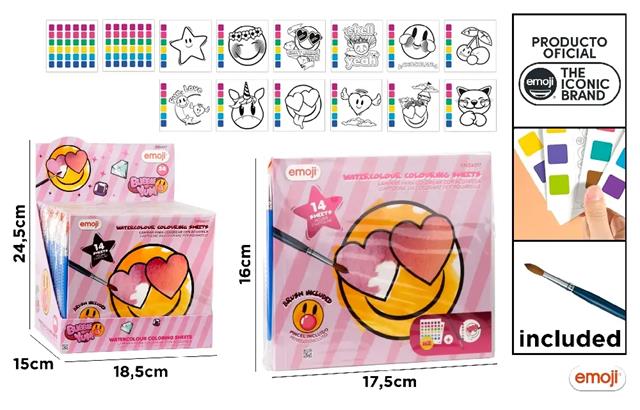 MP-KOLOROWANKA EMOJI BUBBLE YUM Z FARBĄ I PĘDZELKIEM 12KOLOROWANEK + 2ARK