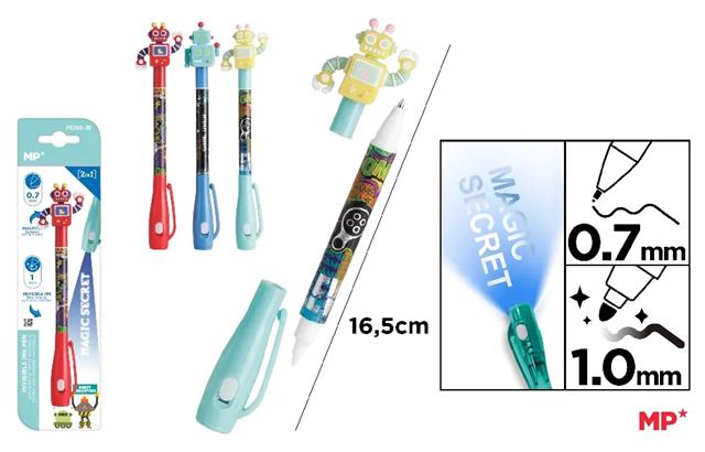 MP-DŁUGOPIS SZPIEGOESKI UV Z PODWÓJNĄ   KOŃCÓWKĄ 0.7/1.0MM ROBOTY /12/