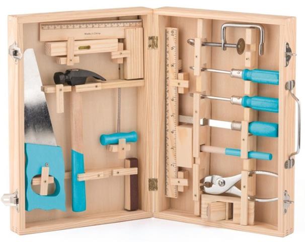 WOODYLAND METALOWE NARZĘDZIA W DREWNIANEJ WALIZCE 91800 18003