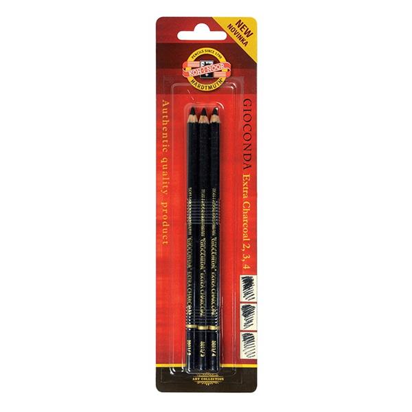 KOH-I-NOOR WĘGIEL W DREWNIE GŁĘBOKA CZERŃ OP.3SZT 8811003001BL