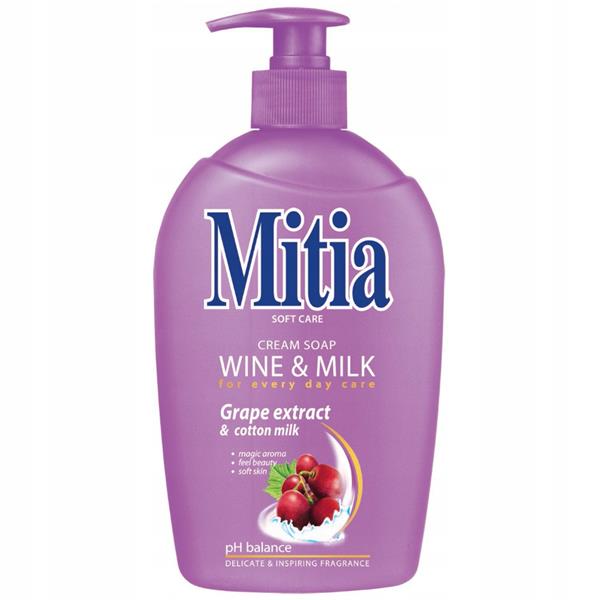 mitia 500ml.mydło w/pł.pomp.wine&milk tomil