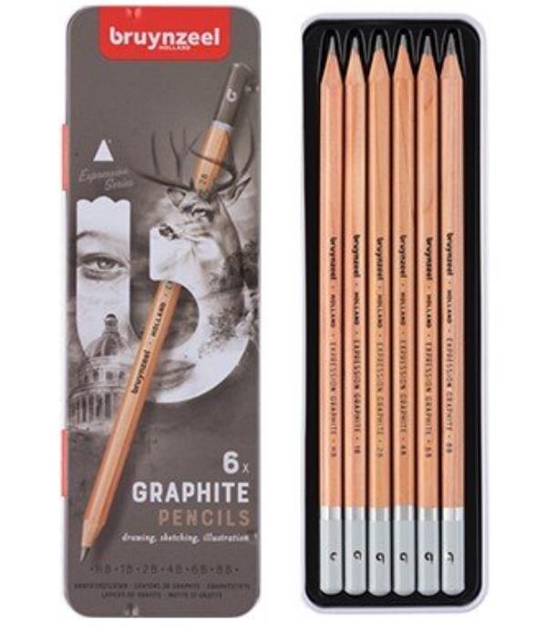 bruynzeel ołówki 6szt hb,b,2b,4b,6b,8b  w metalowym opakowaniu