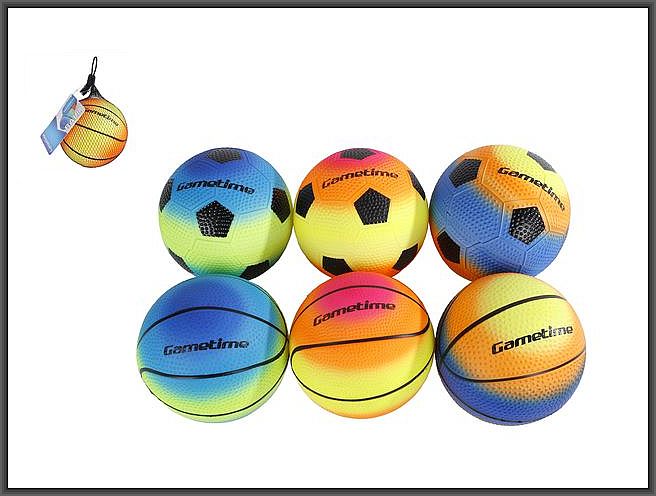 hipo-piłka nożna/koszykowa 10cm 6-kolorów w siatce 720704