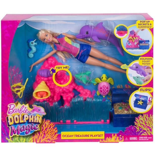 mattel barbie skarby oceanu zestaw+lalka