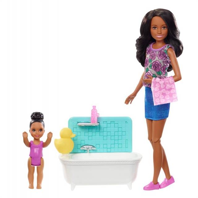 mattel barbie skipper zestaw akcesoria + lalki babysitter fxh06