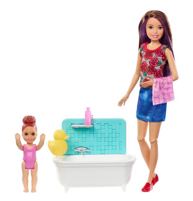 mattel barbie skipper zestaw akcesoria + lalki babysitter fxh05