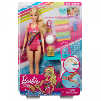 mattel barbie pływaczka z pieskiem ghk23