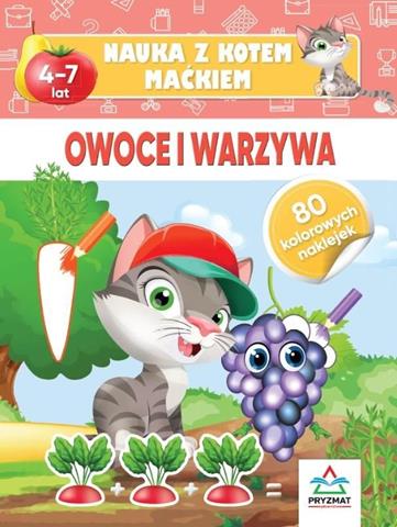 PRYZMAT KSIĄŻECZKA NAUKA Z KOTEM MAĆKIEM OWOCE I WARZYWA