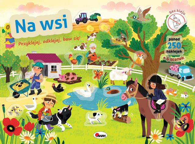 AWM KSIĄŻECZKA PRZYKLEJAJ, ODKLEJAJ, BAW SIĘ NA WSI
