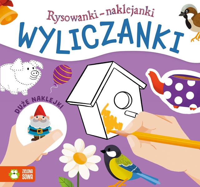 zielona sowa książeczka rysowanki-naklejanki wyliczanki